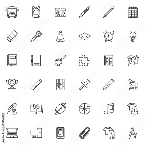 Back to school line icons set