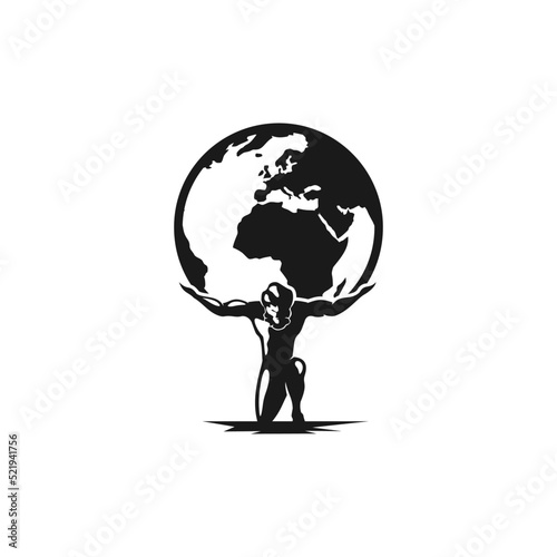 hand holding globe vector stock illustration