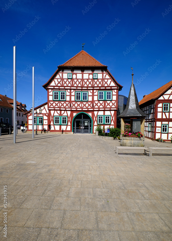 Historisches Rathaus in Stadtlauringen, Markt Stadtlauringen, Landkreis Schweinfurt, Unterfranken, Bayern, Deutschland