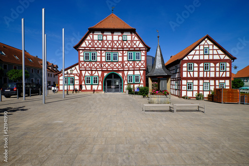 Historisches Rathaus in Stadtlauringen, Markt Stadtlauringen, Landkreis Schweinfurt, Unterfranken, Bayern, Deutschland
