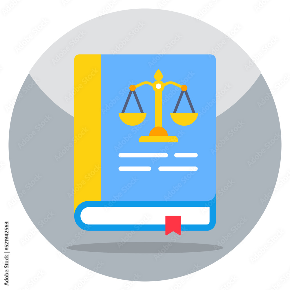 Conceptual flat design icon of law book - obrazy, fototapety, plakaty 