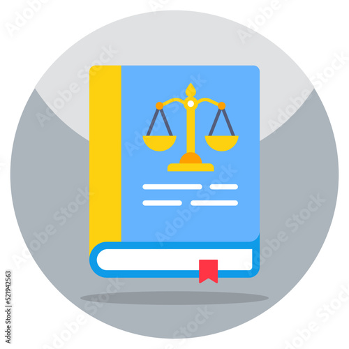 Conceptual flat design icon of law book