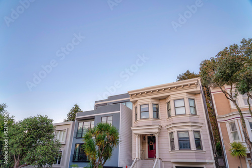 Modern and traditional suburban houses in the neighborhood of San Francisco, California