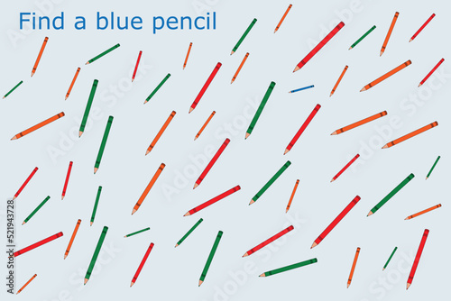 Find a blue  pencil.  Worksheet for preschool kids  kids activity sheet  printable worksheet  