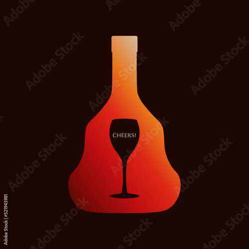 Poster with a silhouette of a bottle of French premium cognac