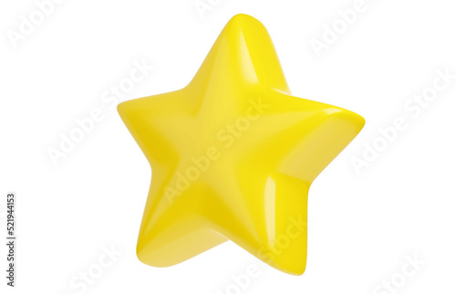 Yellow star for customer review concept - 3d render illustration of best product or service that customers have appreciated. Stellar composition for bestseller or positive user rating.
