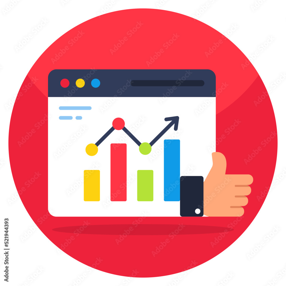 Colored design icon of online statistics Colored design icon of online statistics