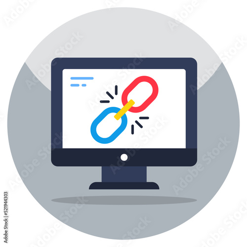 A flat design icon of linkage 