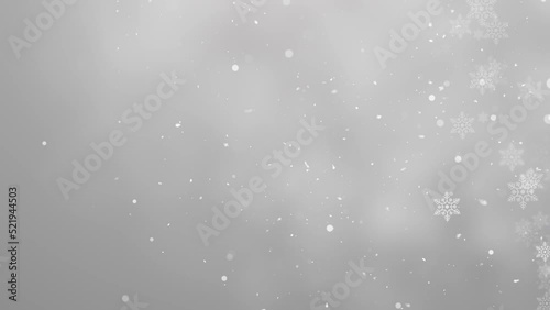 White Abstract Winter Holiday Background with Snowflakes and Snow