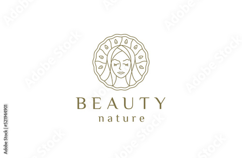 Woman beauty face logo icon design template flat vector illustration
