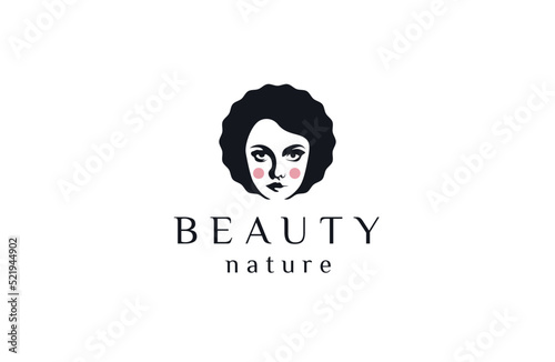 Woman beauty face logo icon design template flat vector illustration