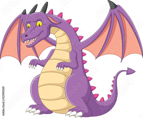 Fototapeta Naklejka Na Ścianę i Meble -  Cartoon purple dragon on white background