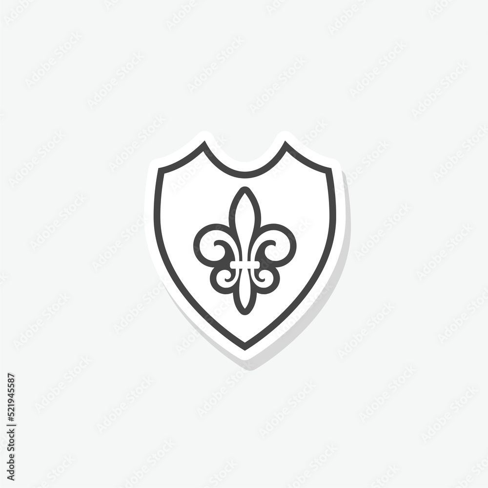 Shield with heraldic symbol of fleur de lis sticker icon