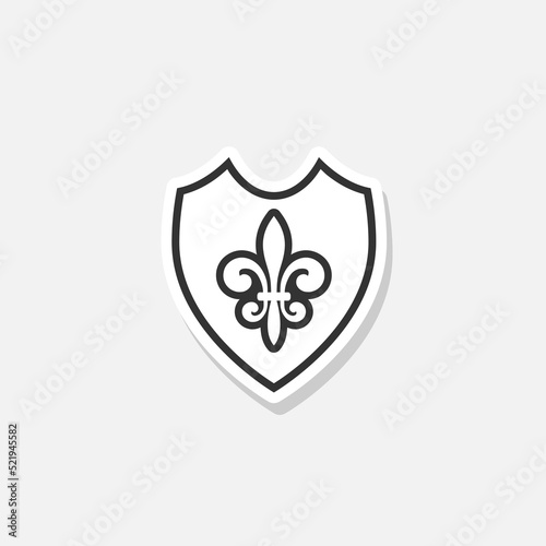 Shield with heraldic symbol of fleur de lis sticker icon