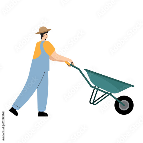 male farmer with wheelbarrow