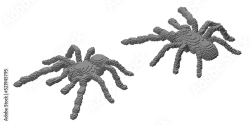 Tarantula spider made from cubes. Voxel art. Futuristic concept. 3d Vector illustration. Isometric projection.