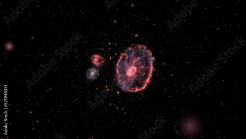 Wide-field view of Cartwheel Galaxy in the constellation of Sculptor. Zooming into the Cartwheel Galaxy. photo