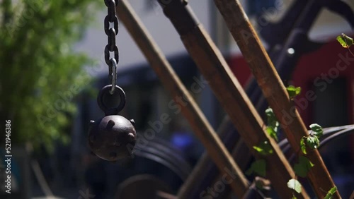 Video of multiple medieval chained mace ball stored together in Wallenstein Festspiele held in Altdorf , Bavaria photo