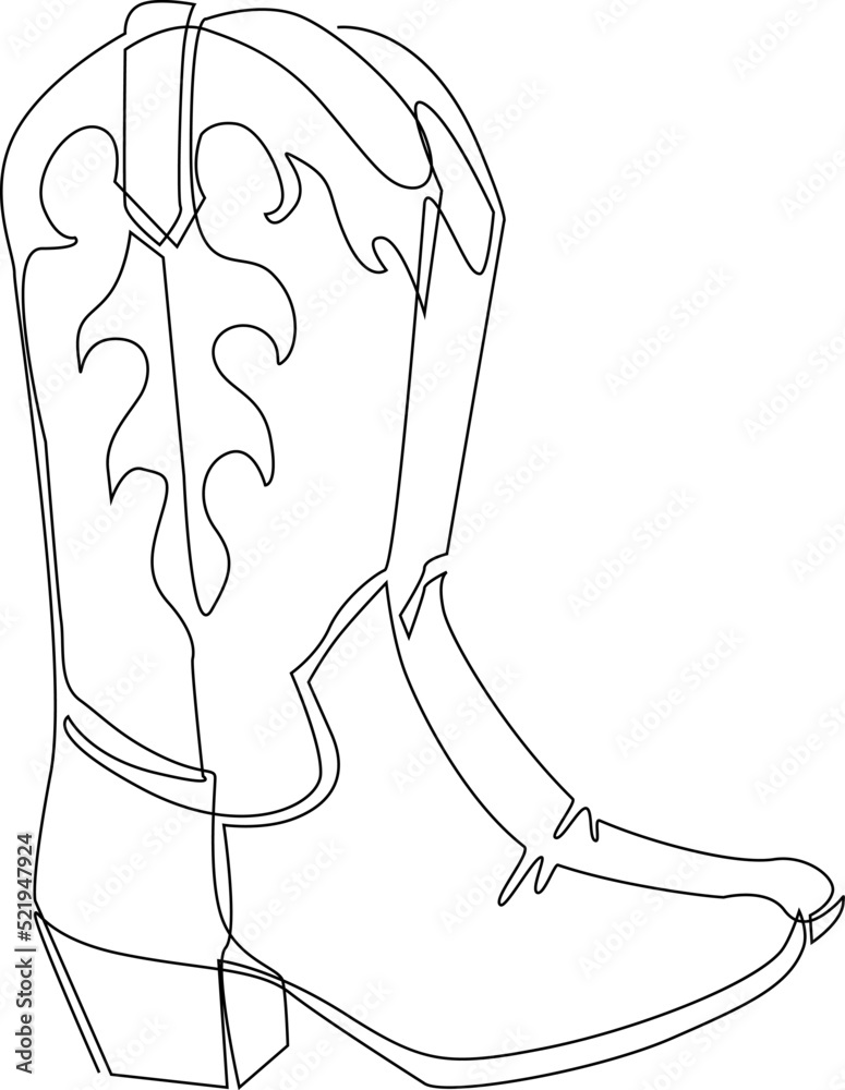 Line Drawing Cowboy Boots Stock Vector Adobe Stock Line Drawing Cowboy Boots Stock Vector Adobe Stock