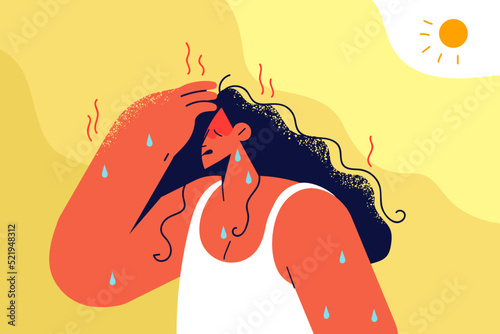 Unhealthy woman suffer from heatstroke  photo