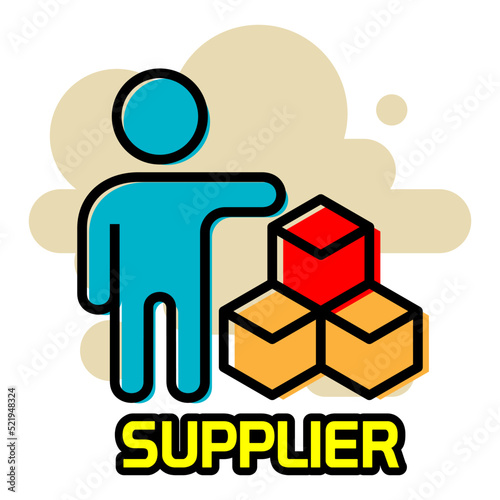 supplier icon. supplier sticker design in flat color.