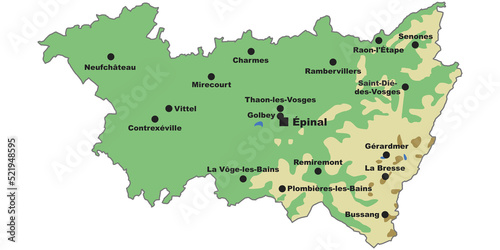 Vosges Map with cities and towns photo