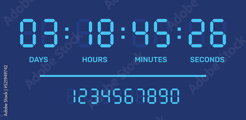 Countdown timer digital clock counter vector illustration.