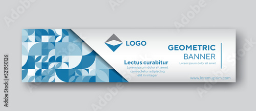 Blue banner design with geometric concept for your header, cover and linkedin