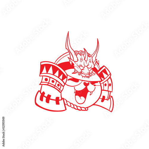 funny vector illustration of cat as a samurai , it can be use for shirt design or poster
