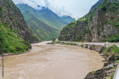 The natural beauty of mountains, valleys and Nujiang River in Yunnan Guizhou Plateau of China photo