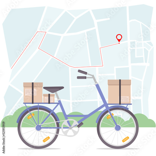 Delivery. Package. Delivery by bike. Carrying a parcel on a bicycle