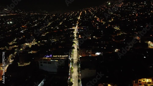 Aerial view of a popular street in a neighborhood in Medellin Colombia photo