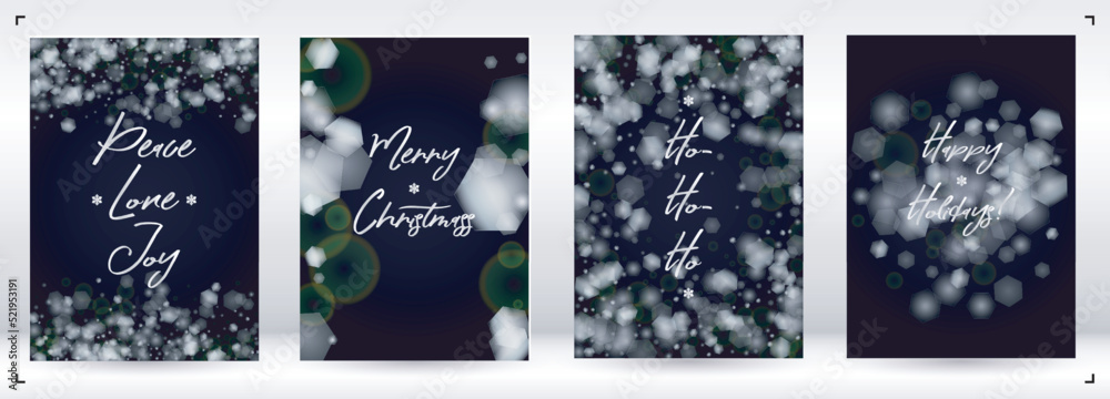 Vector Merry Christmas and New Year Card Collection with Magical Bokeh Lights Sparkle Confetti. Shiny Glitter Christmas Party Print Collection. Winter Sparkle Snowfall Design for Holiday's Poster. Vector Merry Christmas and New Year Card Collection with Magical Bokeh Lights Sparkle Confetti. Shiny Glitter Christmas Party Print Collection. Winter Sparkle Snowfall Design for Holiday's Poster.