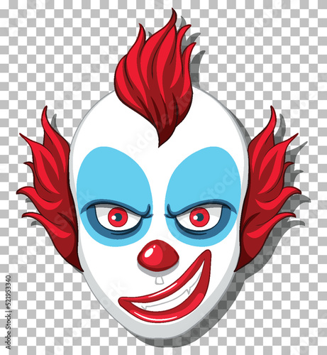 Scary clown head on grid background