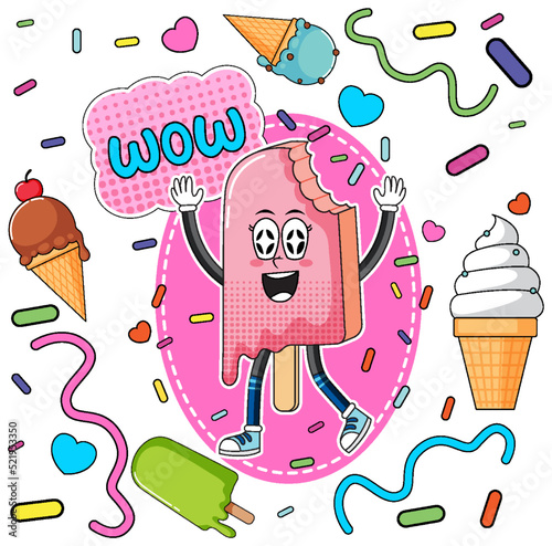Sweet ice cream seamless pattern
