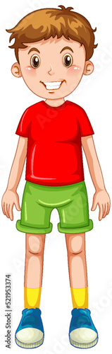A boy wearing red t shirt cartoon