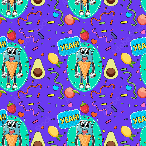 Sweet ice cream seamless pattern