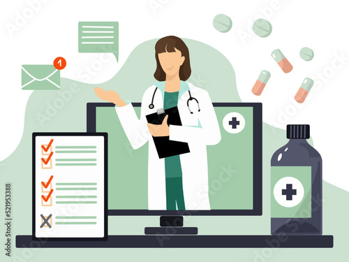 Online medical consultation concept. Health care online support. 