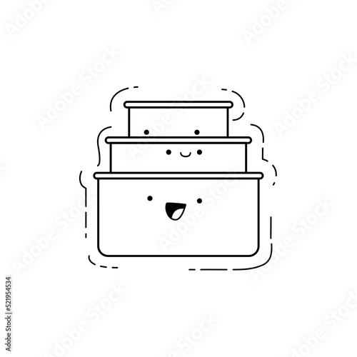 kitchen saucepans kawaii character, vector doodle