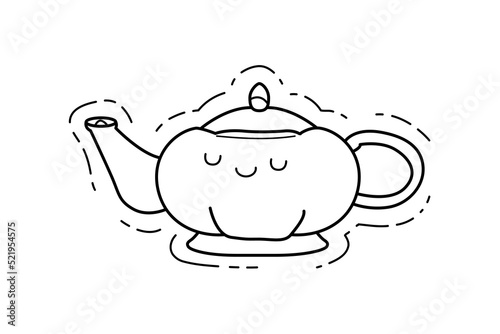 kitchen teapot kawai character, doodle vector