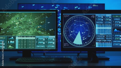 Εκτύπωση καμβά Workplace of the professional air traffic controller in the control tower