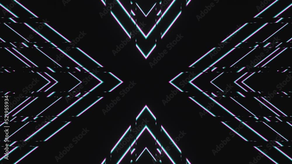 Romb and arrows abstract flashing blue and purple led neon vj loop animation 