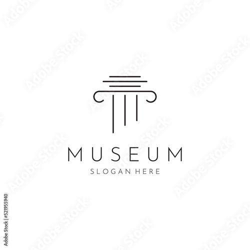Museums, museum columns, museum lines, museum pillar logos. Museums with minimalist and modern concepts. Logos can be used for companies, museums and businesses.