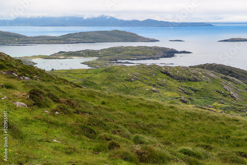 scenic view of the ocean, bays and scenery at the ring of kerry as part of the wild atlantic way in Ireland