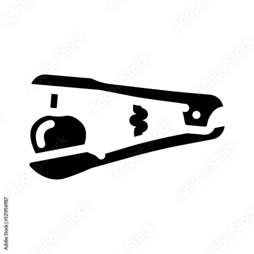 cherry pitting press glyph icon vector. cherry pitting press sign. isolated symbol illustration