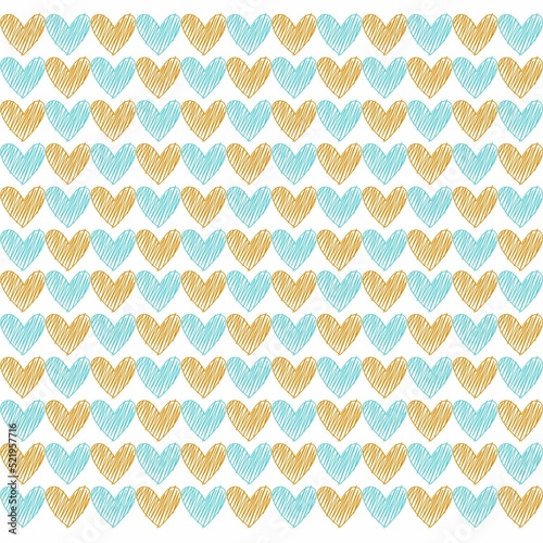 seamless pattern with blue and yellow hearts