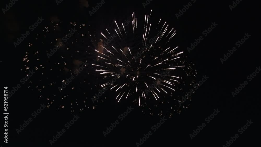 Real Firework close up on Deep Black Background Sky on Fireworks festival before new year party , Independence day and new year concept. High quality 4k raw video Real Firework close up on Deep Black Background Sky on Fireworks festival before new year party , Independence day and new year concept. High quality 4k raw video