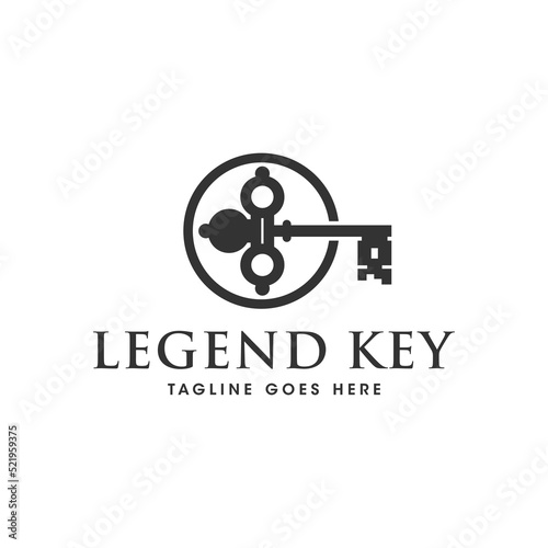ancient key illustration logo design