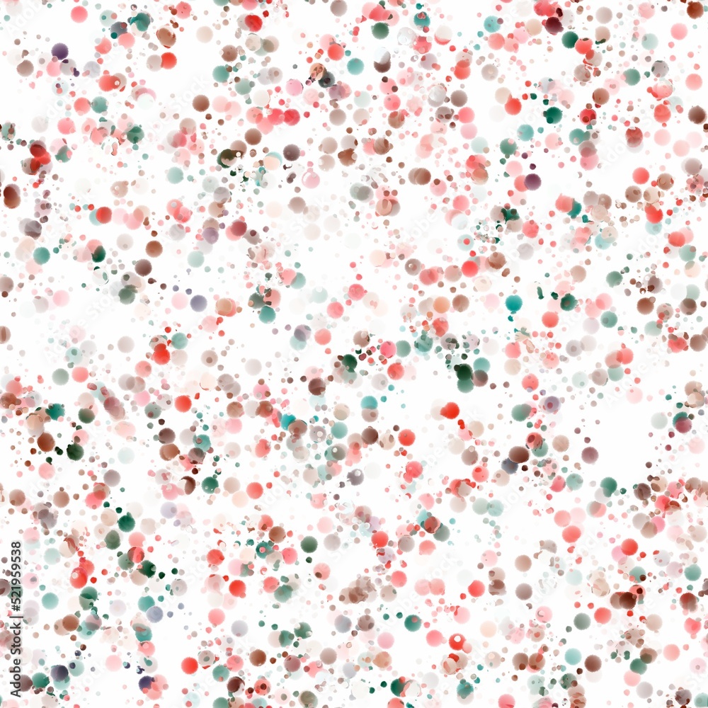 Multicolored chaotic dots, watercolor brush strokes. Seamless pattern. Abstract background.