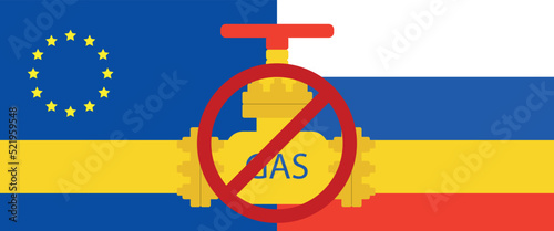 european union russia stop gas pipeline fuel energy crisis sanctions embargo concept vector illustration
